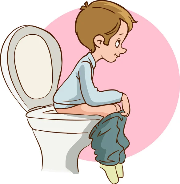 stock vector vector illustration of cartoon children sitting on the toilet paper 