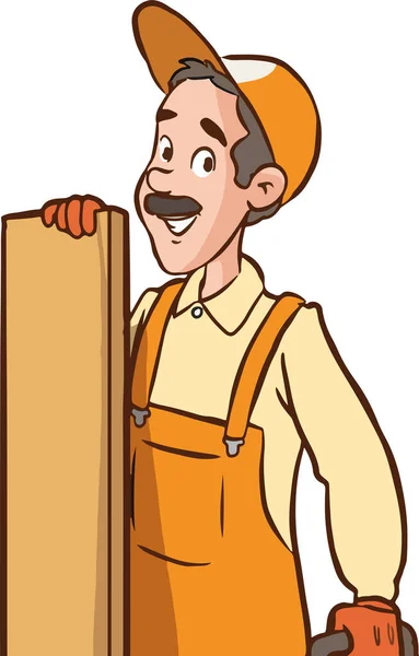Kreslený Muž Dřevěnou Krabicí — Stockový vektor