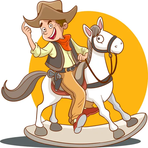 Cowboy Com Personagem Desenho Animado Cavalo — Vetor de Stock