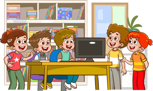 Děti Dělají Domácí Úkoly Ilustraci — Stockový vektor