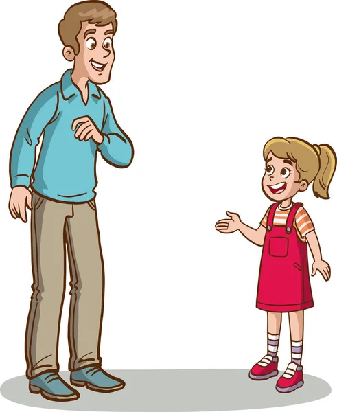 父亲和女儿漫画 — 图库矢量图片