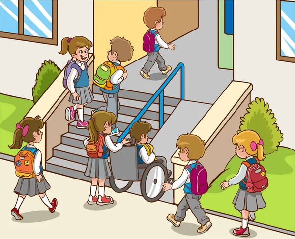Školáci Školní Chodbě — Stockový vektor
