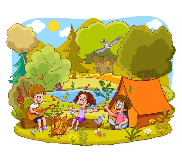 Illustration Eines Spielenden Kindes Park Auf Weißem Hintergrund — Stockvektor