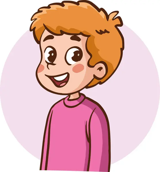 白い背景で微笑む漫画少年 — ストックベクタ