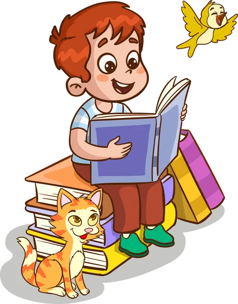 Children Reading Book Park — Stock Vector