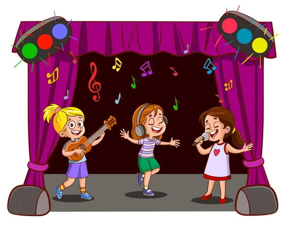 Dzieci Grające Instrumentach Muzycznych — Wektor stockowy