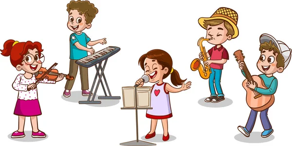 Dzieci Śpiewające Tańczące — Wektor stockowy