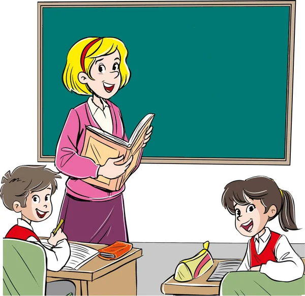 Nauczyciel Uczeń Ilustracji Klasowych — Wektor stockowy