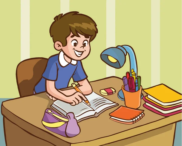 一个男孩在看书的插图 — 图库矢量图片
