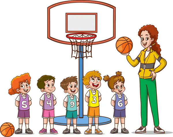 Иллюстрация Баскетбольной Команды — стоковый вектор