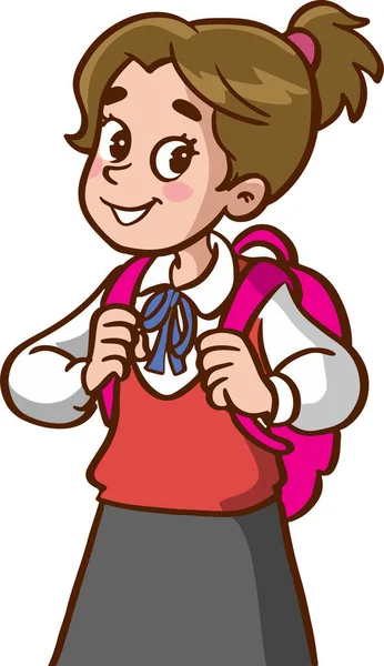 Cartoon Girl School Uniform — Stock Vector