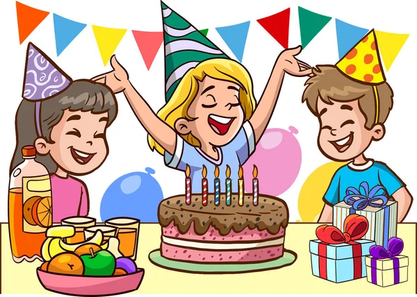 Birthday Party Kids Girl — Stock Vector