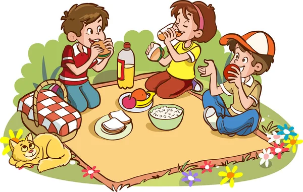 Çocuklar Piknik — Stok Vektör