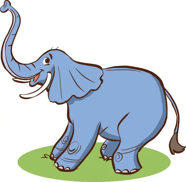 Tecknad Illustration Rolig Blå Elefant Djur Karaktär — Stock vektor
