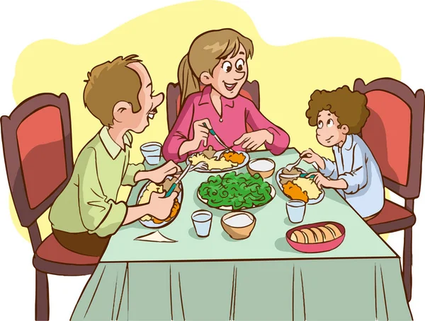 Kinderen Hebben Plezier Het Restaurant Illustratie — Stockvector