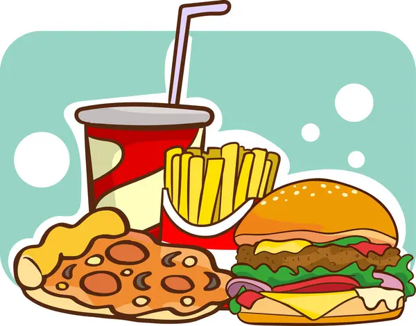 Hamburger Fries Table — Stock Vector