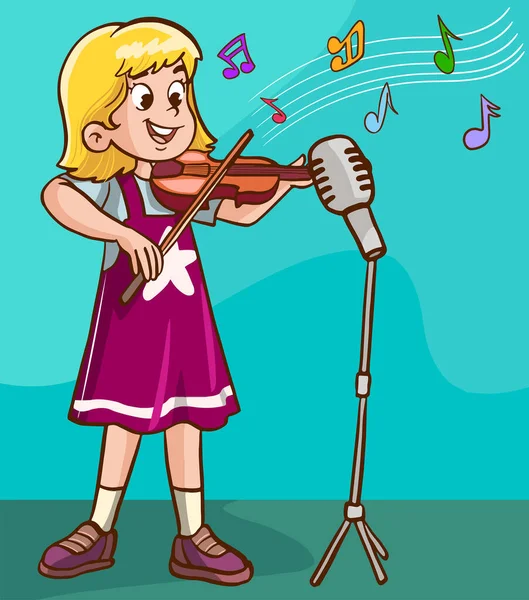 Ilustração Menina Com Violino —  Vetores de Stock