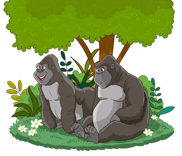 Illustratie Van Een Leuke Cartoon Gorilla — Stockvector