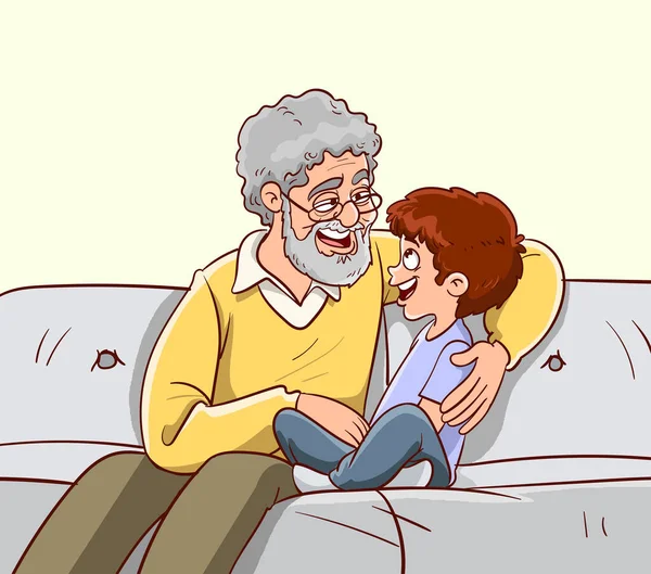 父亲与儿子卡通矢量插图 — 图库矢量图片