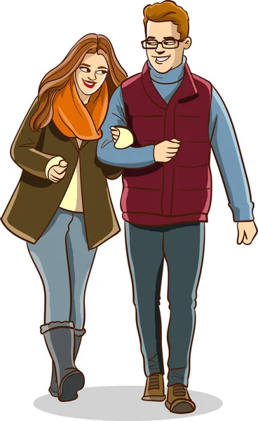 爱戴背包的夫妻 — 图库矢量图片