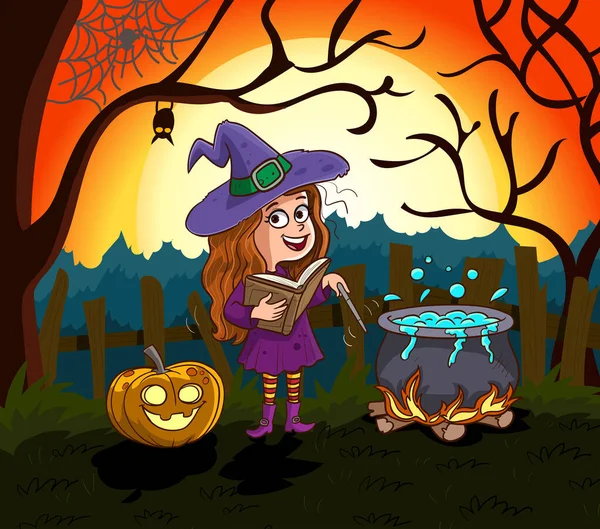 Feliz Halloween Niños Vestidos Con Disfraz Halloween Para Truco Ilustración — Vector de stock