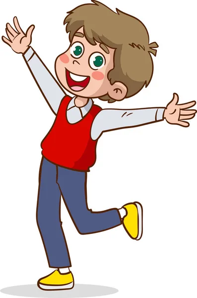Vector illustration happy cute little kid boy wear a clothes