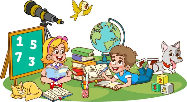 Διανυσματική Απεικόνιση Των Παιδιών Χαρούμενος Σχολείο — Διανυσματικό Αρχείο