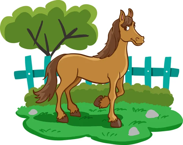 Illustration Eines Pferdezeichentricks — Stockvektor