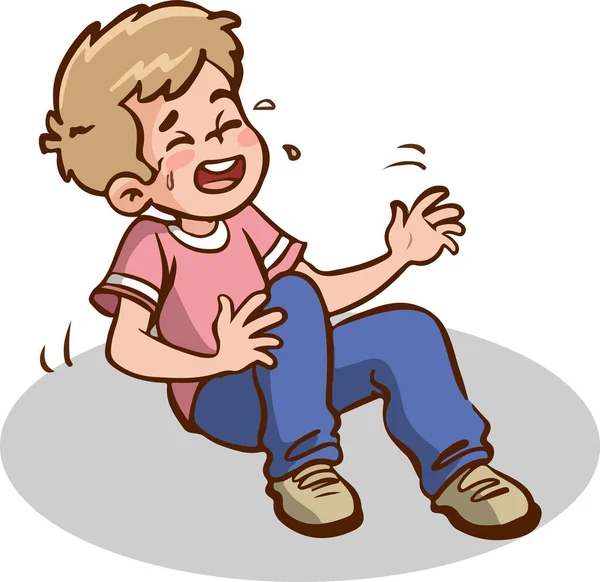 フロアで泣いている漫画の少年 — ストックベクタ