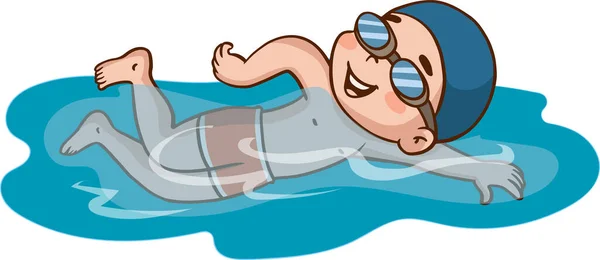 夏の休日に水中で泳ぐかわいい小さな子供 — ストックベクタ