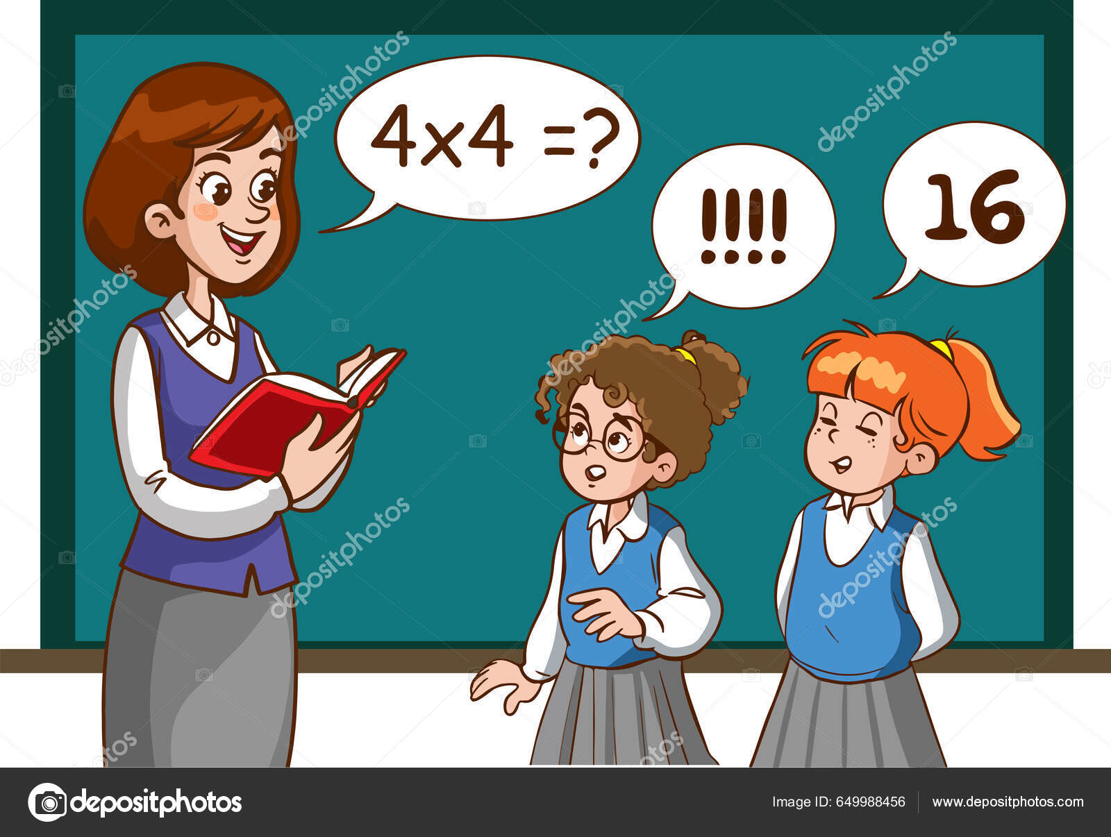 Profesor Estudiantes Están Estudiando Vector Dibujos Animados Aula Vector  de stock #649988456 de ©serkanavci, image size:1600x1206