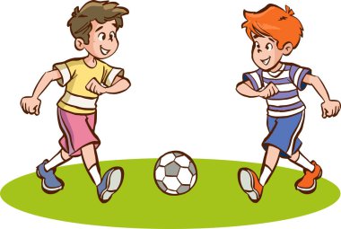 Çocuklar futbol çizgi film vektörü