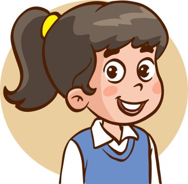 Küçük şirin çocukların portresi Çizgi film vektör çizimi