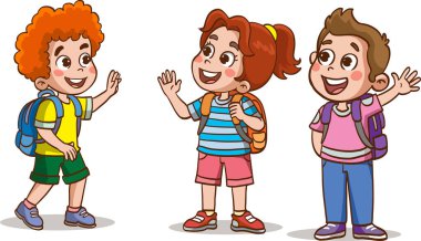 Bir grup mutlu okul çocuğu