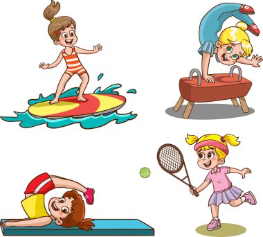 Vektör çizim çocuklar spor yapma