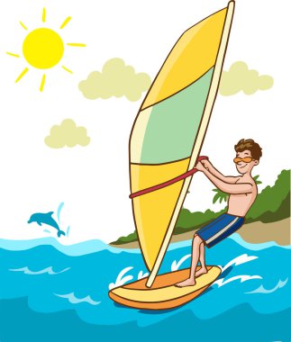 Sörf tahtası süren çocuk