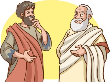 İki antik Yunan erkeği konuşuyor.