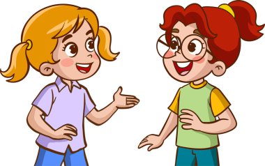 iki çocuk vektör konuşuyor