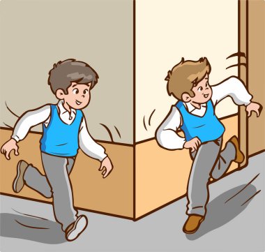 çalışan çocuk çizgi film vektörüne çarptım