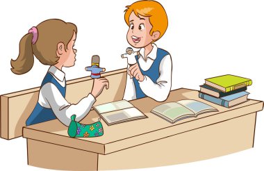 Çocuklar parmak kukla vektörü yapıyor ve oynuyorlar