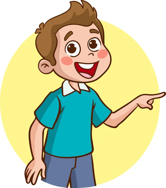 Little Children Pointing His Finger Cartoon Vector Illustration — Stock Vector