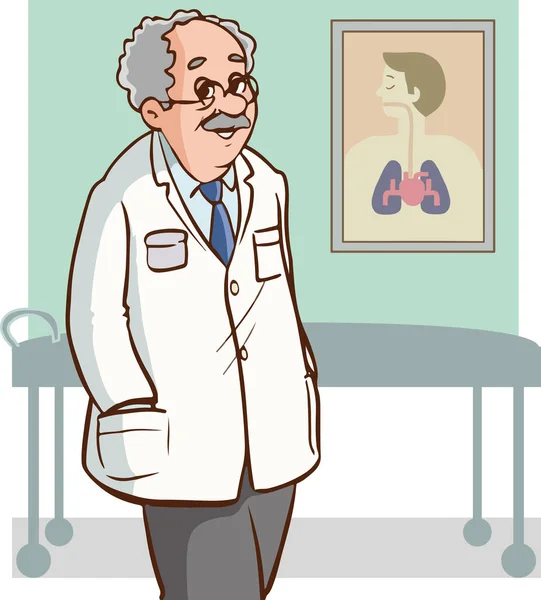Professional Doctor Illustration Wearing Stethoscope Cartoon Vector — Stock Vector