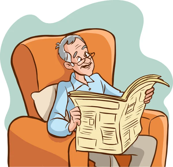 Man Reading Newspaper Vector Illustration — Stock Vector
