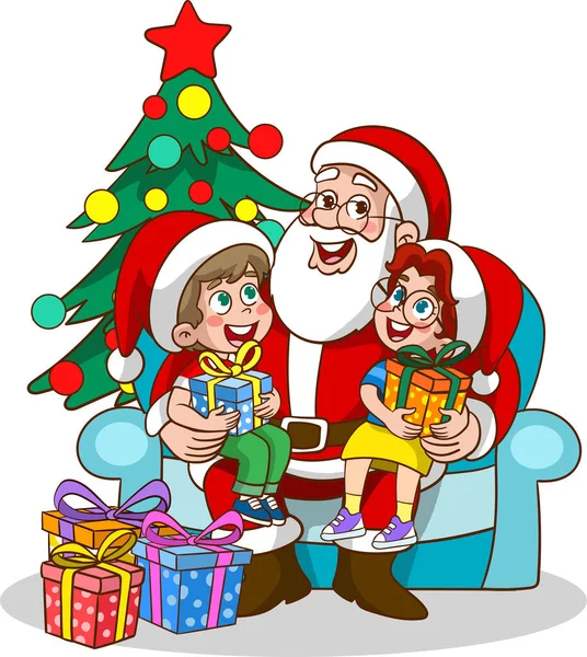 Niños Celebrando Año Nuevo Navidad — Vector de stock