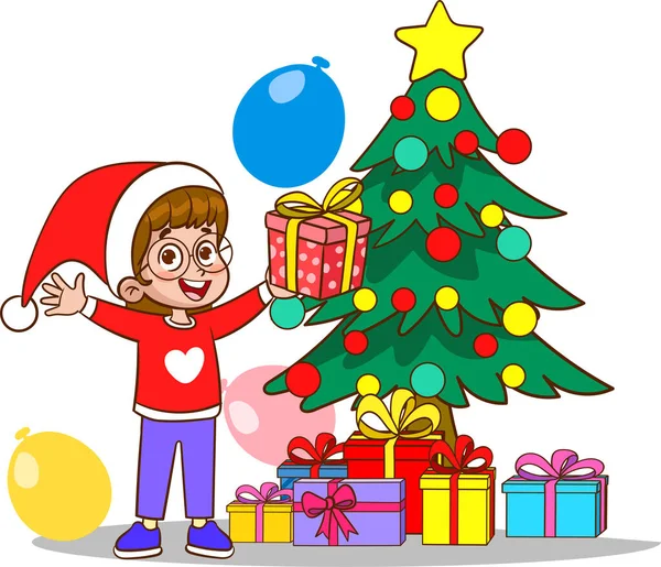 Niños Celebrando Año Nuevo Navidad — Vector de stock