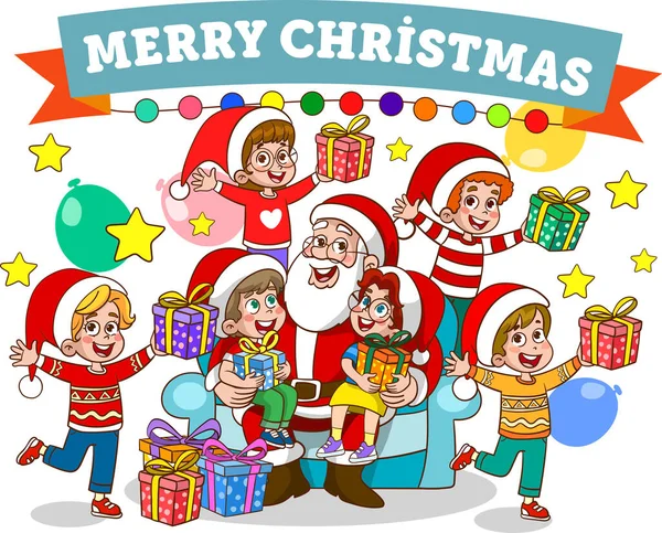 Діти Святкують Новий Рік Різдво — стоковий вектор