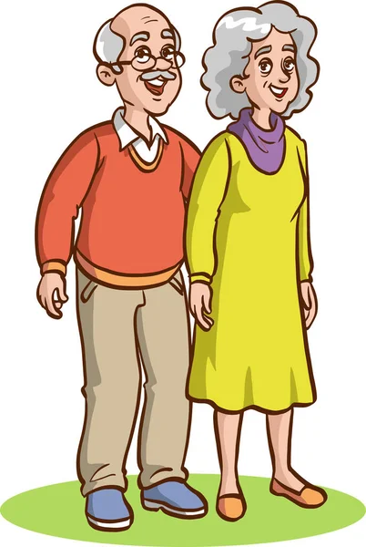 Cute Old Couple Vector Illustration — Stock Vector