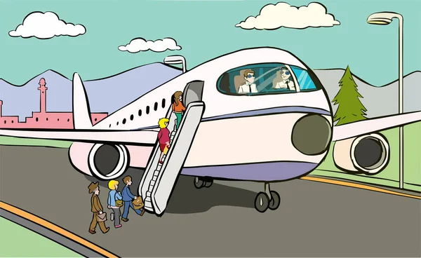 Uçağa Binen Yolcular — Stok Vektör