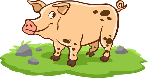 Cartoon Cute Pig Farm Background — Stock Vector