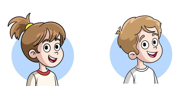 Porträtt Söta Små Barn Tecknad Vektor Illustration — Stock vektor